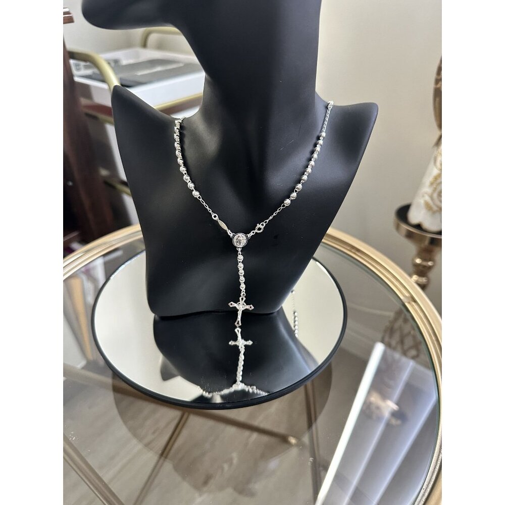 Silver 925 Necklace Rosary is a Jewelry Unisex 26"x4mm first Communion Baptism